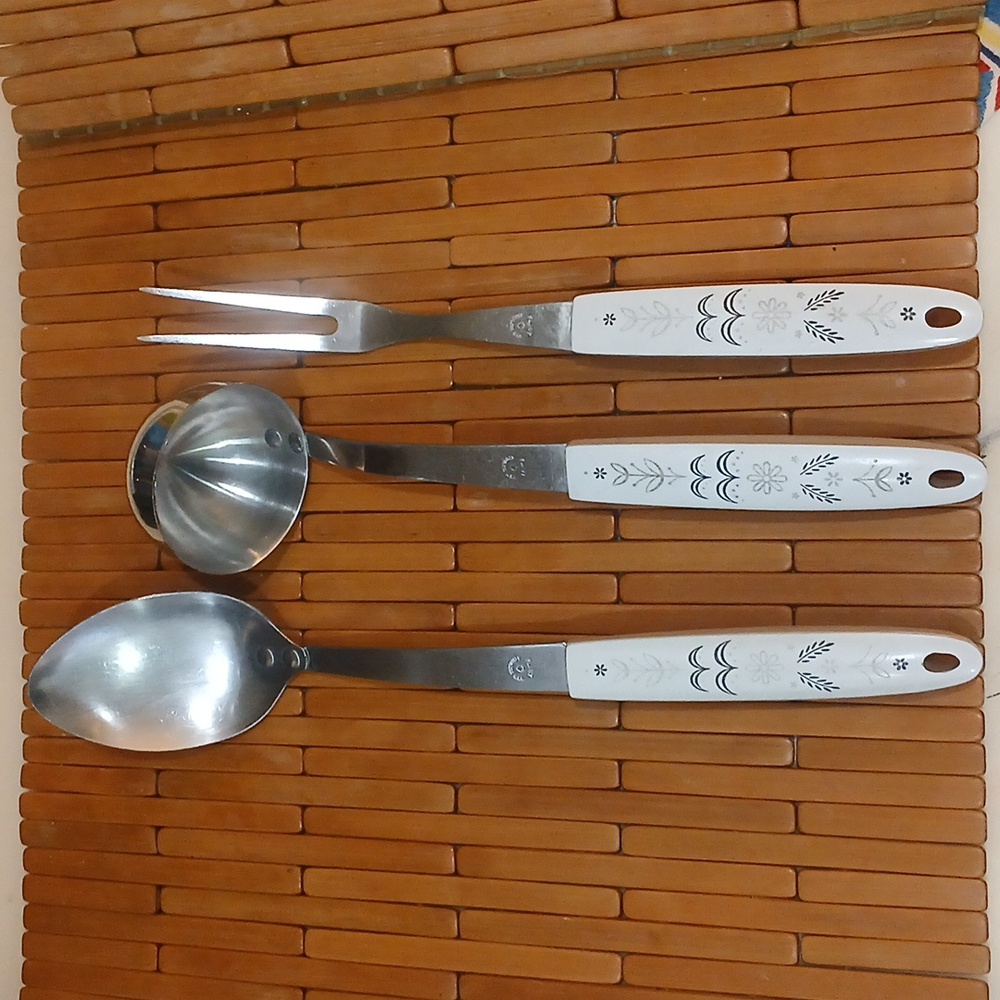 Vintage Flint 3pc Utensil Set Harvest Wheat